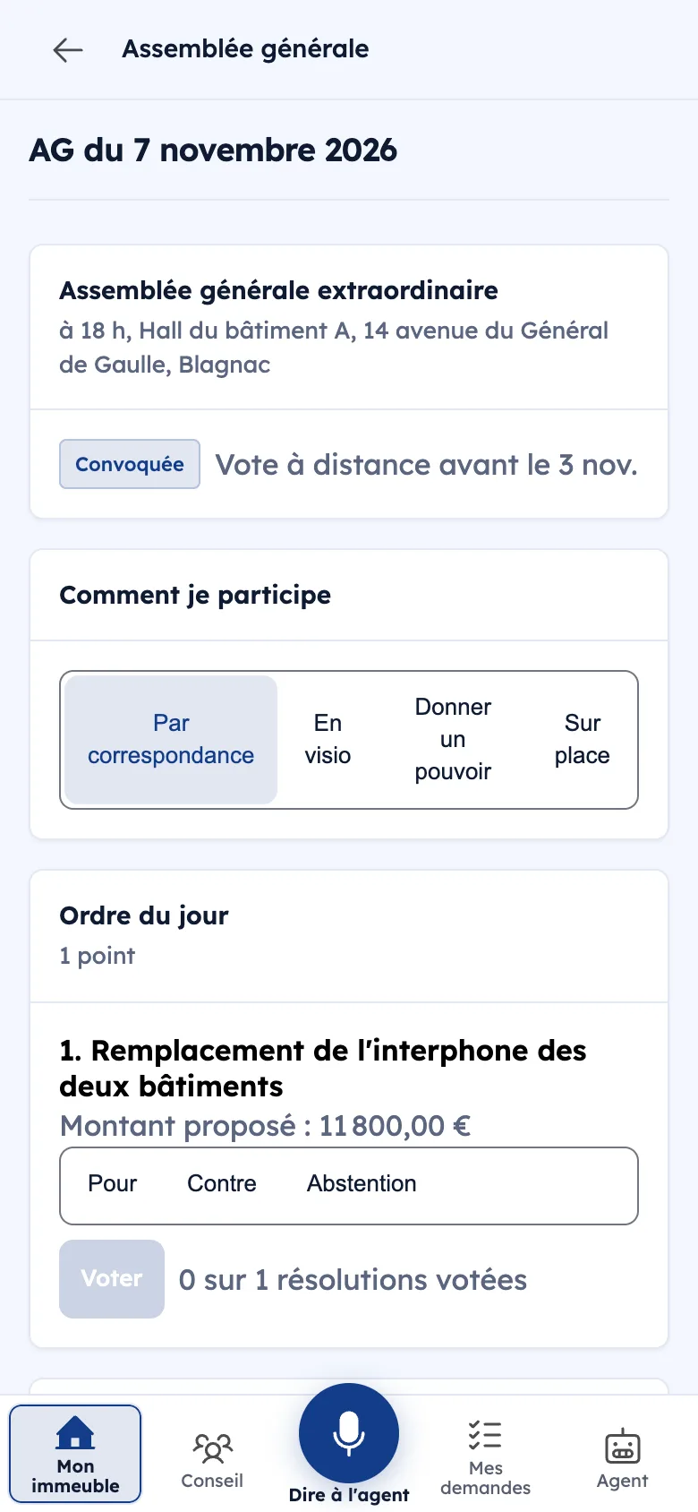 Assemblée générale : convocation, façon de participer, ordre du jour et vote de chaque résolution